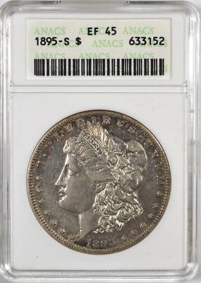1895-S SILVER MORGAN DOLLAR $1 ANACS EF 45 - Image 1 of 2