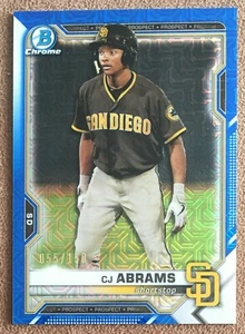 2021 Bowman Chrome Mega Blue Mojo Refractor #BCP-227 C.J. Abrams /150 Padres RC - Picture 1 of 3
