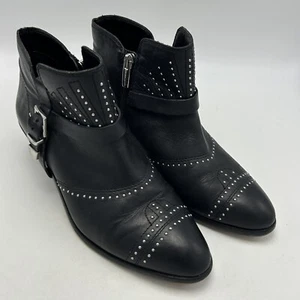 Vince Camuto Boots Womens 8 M Dorintina Black Leather Western Studded Booties - Picture 1 of 10