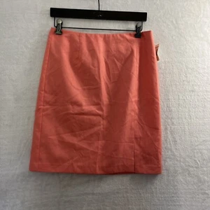 Dressbarn Woman Pencil Skirt Coral 6 Solid Polyester Blend Slit Zip Knee Length - Picture 1 of 6