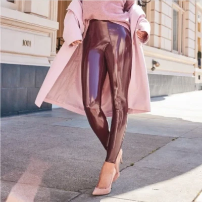 Leggings Spanx de charol sintético en rubí para mujer talla pequeña nuevos con etiquetas Foto 1 de 4