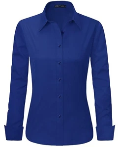 J.VER Womens Dress Shirts Long Sleeve Button Down Wrinkle-Free Solid Work 3X - Picture 1 of 5