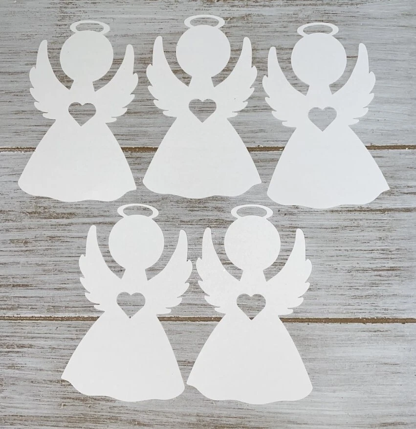 White Paper Angels with Heart  Cut outs Die cuts Holiday Crafts Set of 30 - Image 1 of 1