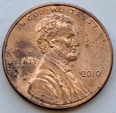 2010 Lincoln Shield Penny Foreign Object On Die Obverse Side Circ Wt 2.50g A114 Cover