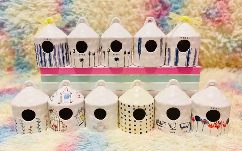 Mini Ceramic Birdhouses Rae Dunn Inspired NEW Cover