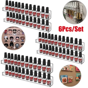 6 Pack Nail Polish Rack Wall Mounted Bookshelf Photo Picture Ledge Organizer - Picture 1 of 24