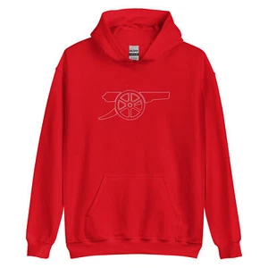 Arsenal Football Hoodie Gunners Cannon Embroidered Heavy Blend Hooded Sweatshirt - Picture 1 of 7