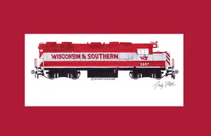 Wisconsin & Southern GP38 #3807 11""x17"" estampado enmarañado firmado por Andy Fletcher - Imagen 1 de 1