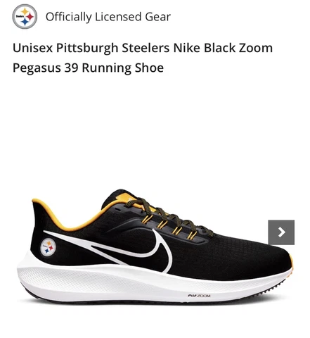 $140 Size 11 Nike Pegasus 39 (NFL Pittsburgh Steelers) DR2059-001 Black/Yellow Cover