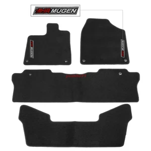 Fits 16-22 Honda Pilot Black Floor Mats Carpet Nylon Front Rear w/ White Mugen - Picture 1 of 2