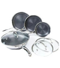 HexClad 7-Piece Hybrid Stainless Steel Cookware Set with Lids and Wok - Metal Ut