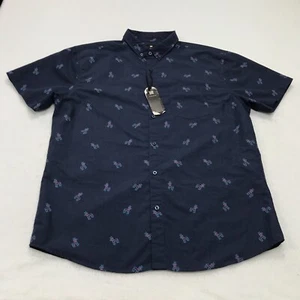Visive Shirt Mens XL Blue NEW Lamas Button Up Short Sleeves Cotton Polyester - Picture 1 of 19