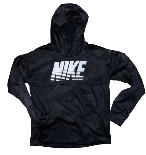 VETEMENTS Felpa con cappuccio nera Nike Therma mimetica per ragazzo taglia XL BV3786 010 EUC Dri fit