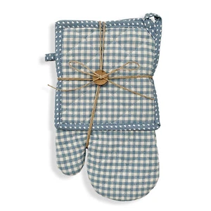 Set Guantone e presina Nuvole di Stoffa Idea Regalo cotone vichy Cuori Tati 5985 - Picture 1 of 1