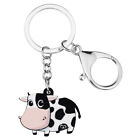 Acrylic Cartoon Milk Cow Cattle Keychains Car Key Ring Farm Animals Jewelry Gift