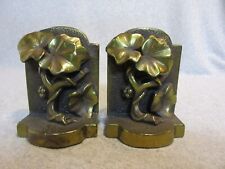 Vintage Pair of Bookends  DOGWOOD or MAGNOLIA FLOWERS  Nice Bronze Patina