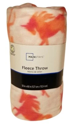 Mainstays Fleece Throw 50 x 60 PINK UNICORNS Soft Lightweight Washable Blanket - Image 1 of 4