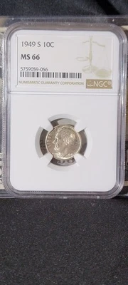 1949 S Roosevelt Dime NGC MS66 Toned Silver Coin 10C - Image 1 of 2
