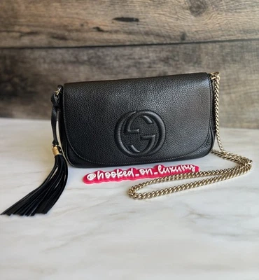 Authentic Gucci SoHo Chain Crossbody Small Black Leather Handbag USA SELLER - Image 1 of 4