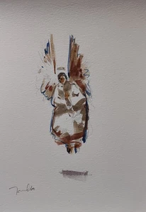 JOSE TRUJILLO Watercolor Painting Collectible ORIGINAL Angel Flying Art - Picture 1 of 8
