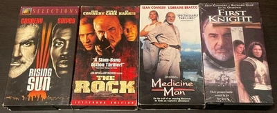 Sean Connery VHS Lot of 4: Rising Sun, The Rock, Medicine Man, & First Knight - Imagem 1 de 4