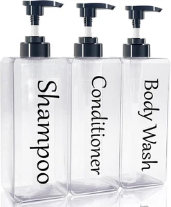 Shampoo and Conditioner Dispenser(Clear, Set of 3, 27oz)- 001-transparent  - Picture 1 of 9