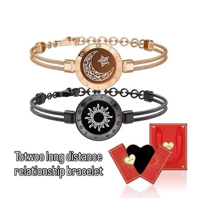 Totwoo Sun and Moon Long Distance Touch Bracelets for Couples Vibration Light up - Image 1 of 4