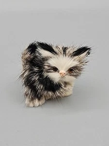 2" H Realistic Black And White Mini Cat, Rabbit Fur - Picture 1 of 6