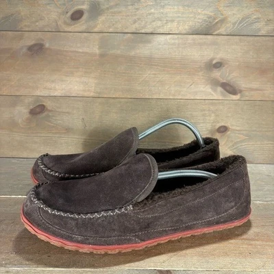 Ll Bean Mountain Hombre Talla 10 Zapatos Marrón Gamuza Sherpa Forrado Zapatillas Foto 1 de 4