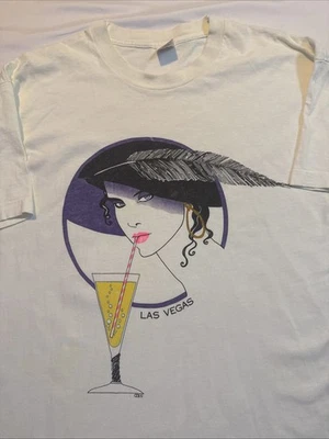 Vintage Las Vegas Cover girl Art Deco Tshirt XL Bedazzled White Party/Cocktail - Image 1 of 4