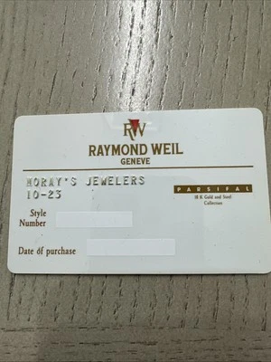 Raymond Weil Authentic USA Warranty Card Blank - 10-23 Dated - Image 1 of 2