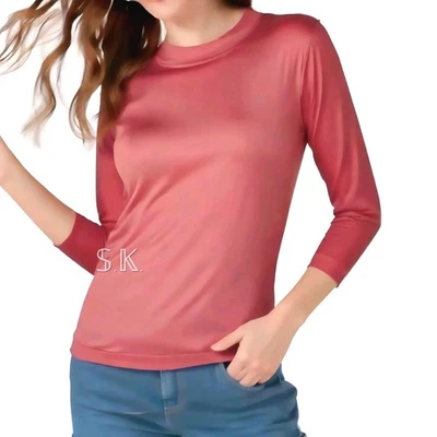 Top tejido WinterSilks 100 % seda pura capa base manga 3/4 para mujer talla M/GRANDE  Foto 1 de 4