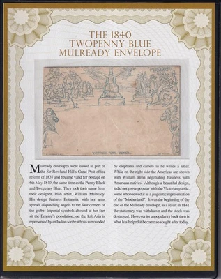 2d Mulready envelope ME4 Unused- in Westminster folder + COA - Image 1 of 4