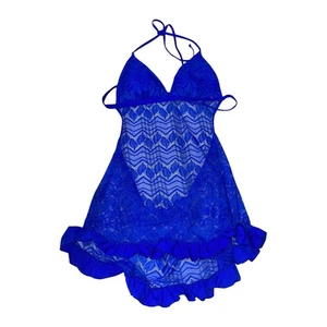 Neckholder Dessous mit Spitze Royalblau XXL - Bild 1 von 8