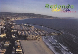 AERIAL VIEW OF REDONDO BEACH ( 1 CARD, LA314 ) and King's Harbor and marina - Picture 1 of 3