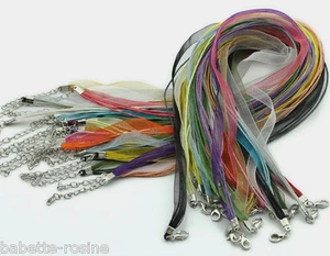 SET (5 bis 20 Stück) HALSKETTEN KORDEL BAUMWOLLE GEWACHST ORGANZABAND wählbar - Bild 1 von 27