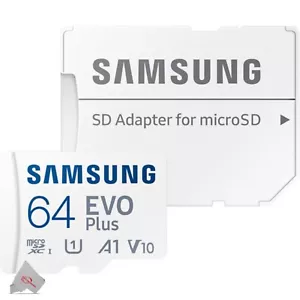 Samsung 64GB EVO Plus UHS-I microSDXC Memory Card with SD Adapter - Picture 1 of 6