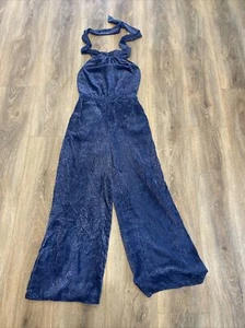 Anthropologie Elevenses Sleeveless Blue Jumpsuit Size 2 - Picture 1 of 6