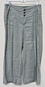 Sundance Pants Womens 10 Green Brianna Linen Blend Wide Leg Crop Boho Pant - Picture 1 of 6