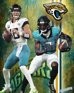 Jacksonville Jaguars stampa litografica di Brian Thomas Jr. e Trevor Lawrence - Foto 1 di 1
