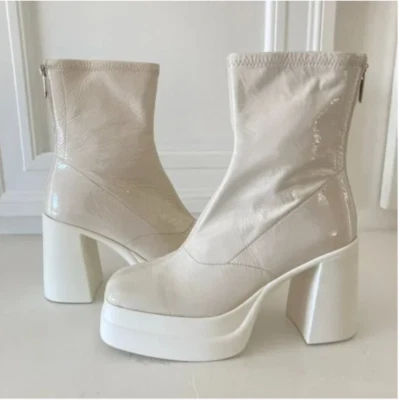 Botas de plataforma Free People de doble pila de charol talla 38,5 marfil nuevas sin caja Foto 1 de 4