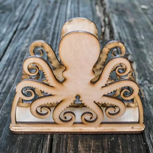 Soporte para servilletas - pulpo - madera cruda artesanal - Imagen 1 de 4