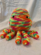 Crochet Octopus/squid Handmade Plush Stuffie Neon Mulitcolor 