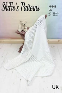 Baby Schal Strickmuster, quadratische Schaldecke, doppeltes Strickgarn, KP248 - Bild 1 von 5