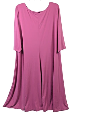 Vestido recto Roaman's rosa tejido elástico manga corta mujer talla grande 1X 22 24 Foto 1 de 4