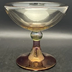 KROSNO Glassworks Tri-Color Pedestal Compote Bowl/Candy Dish Made in Poland  7"t - Picture 1 of 9