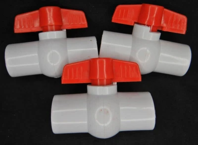 3 Pcs 3/4" PVC Ball Threaded Valve IPS Schedule 40 3/4" inch White - Image 1 of 4