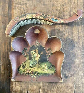 Antique Vintage Paper Mache Hand Painted Crumb Tray Dust Catcher Silent Butler - Picture 1 of 12