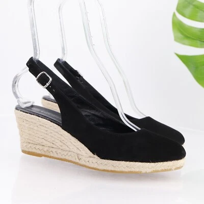 Alpargatas Eric Michael para mujer talla 39 9 negras de gamuza con cordones y tacón de cuña Foto 1 de 4