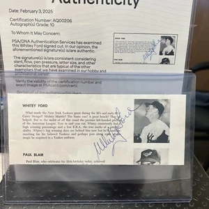 Whitey Ford New York Yankees Signed Program Page PSA/DNA Auto Grade 10 ๐ - Picture 1 of 10
